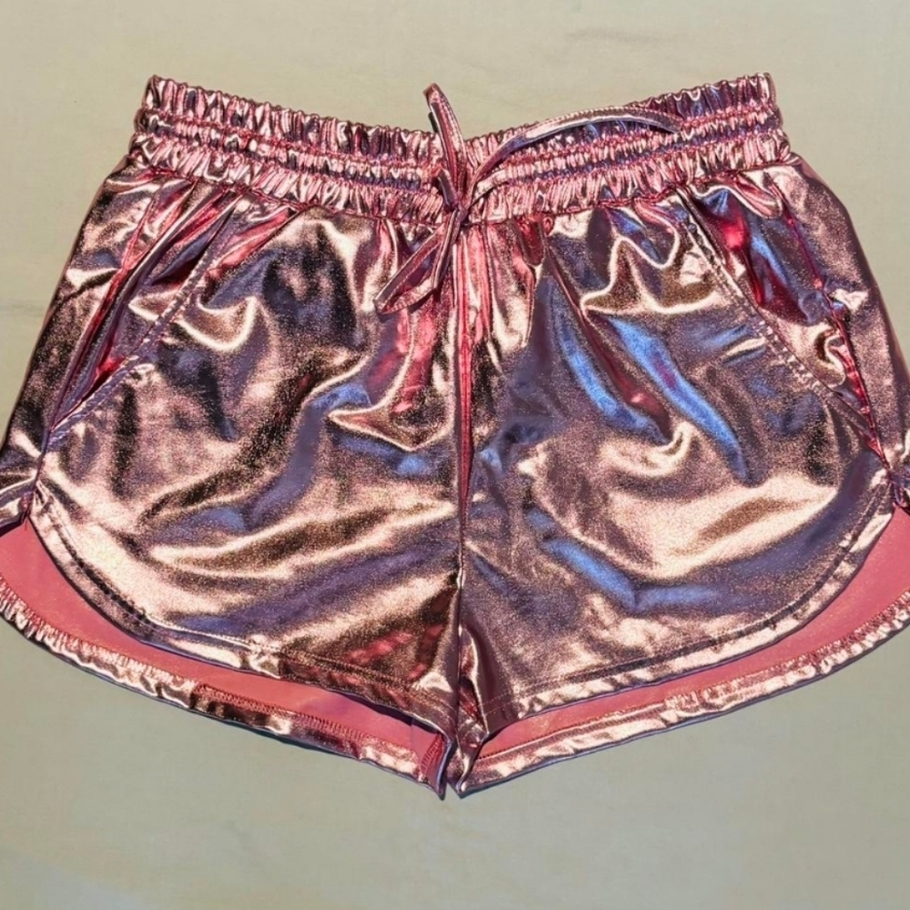 Metallic Pink Shorts with Drawstring
